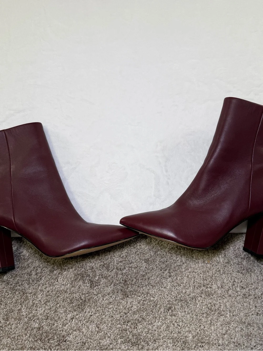 Women's Marc Fisher Burgundy Pointed Toe Block Heel Ankle Boots
